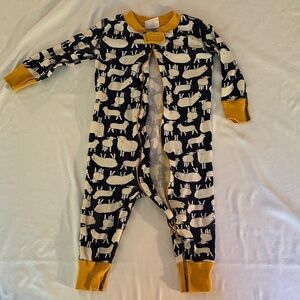 Hanna Andersson Black and Yellow Animal Print Footie